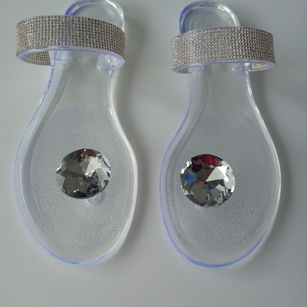 Women's  Sandals, Rhinestone Glitter, Clear.